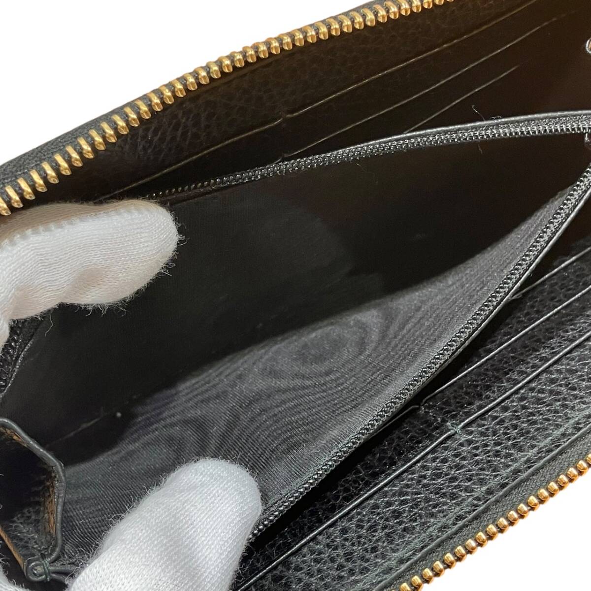 GUCCI グッチ 長財布 ジッピーウォレット レザー GG ブラック系_画像6