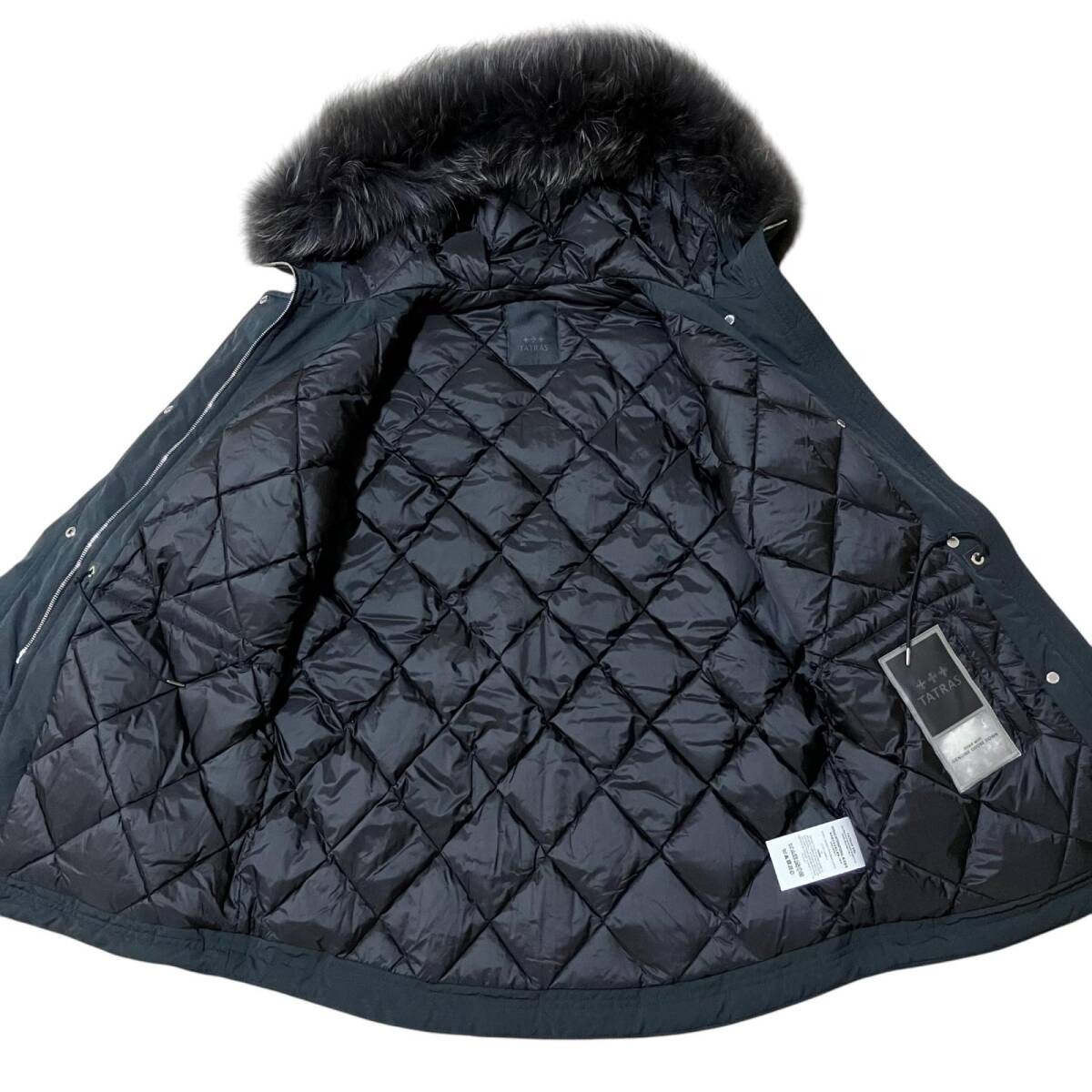 新品 未使用 タグ付 TATRAS タトラス ミッレー モッズダウンコート ファー付き 取り外し可 ブラック系 ポリエステル レディース 165/88A_画像3