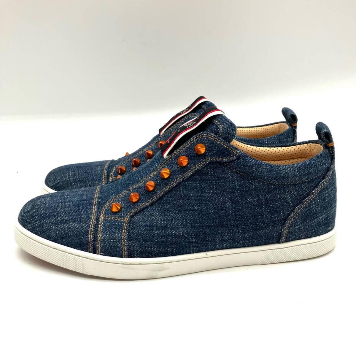 美品 Christian Louboutin ルブタン ローカットスニーカー F.A.V Fique A Vontade デニム インディゴ メンズ 42 1/2_画像2
