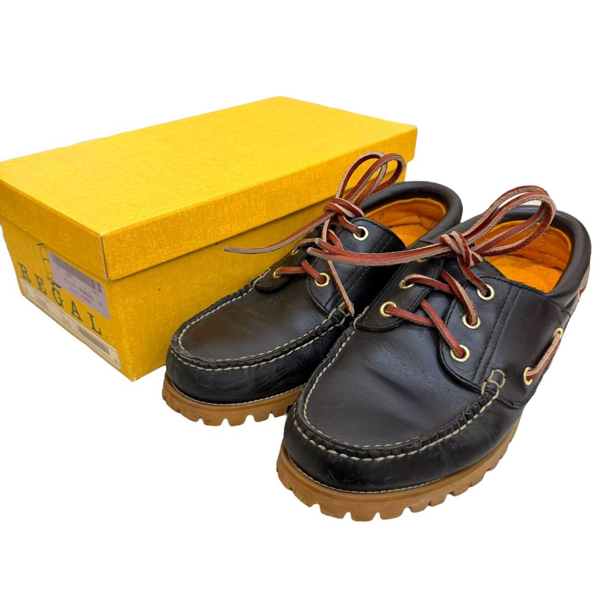 REGAL リーガル レザーシューズ 黒 スニーカー デッキシューズ 25 ローファー ブラック系 25_画像1