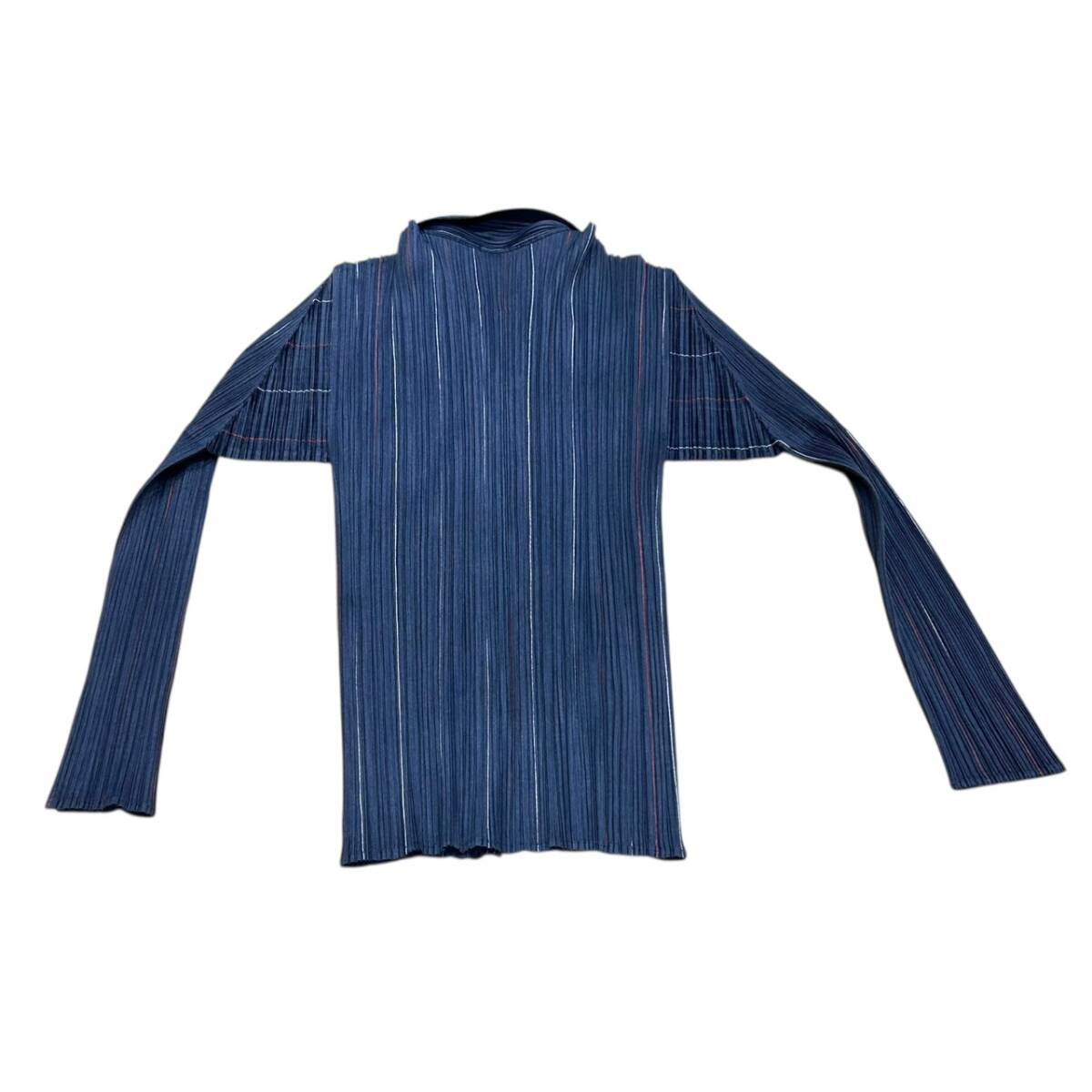 ISSEY MIYAKE イッセイミヤケ プリーツプリーズ シャツ グレー×オレンジ系 レディース 長袖シャツ 4 PP14-JJ795_画像2