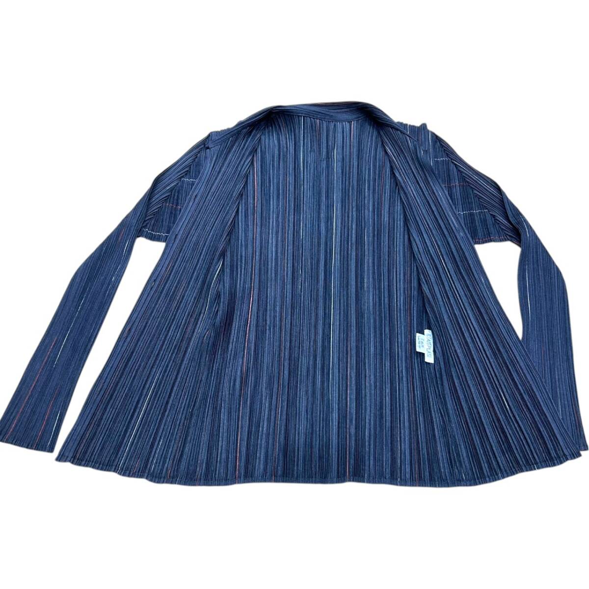 ISSEY MIYAKE イッセイミヤケ プリーツプリーズ シャツ グレー×オレンジ系 レディース 長袖シャツ 4 PP14-JJ795_画像3