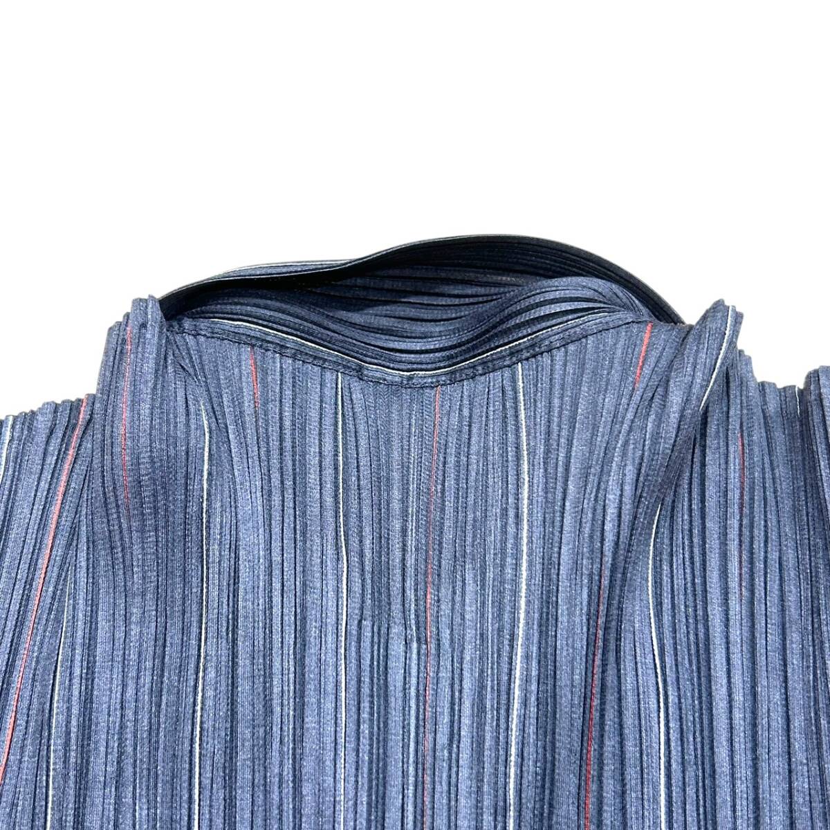 ISSEY MIYAKE イッセイミヤケ プリーツプリーズ シャツ グレー×オレンジ系 レディース 長袖シャツ 4 PP14-JJ795_画像5