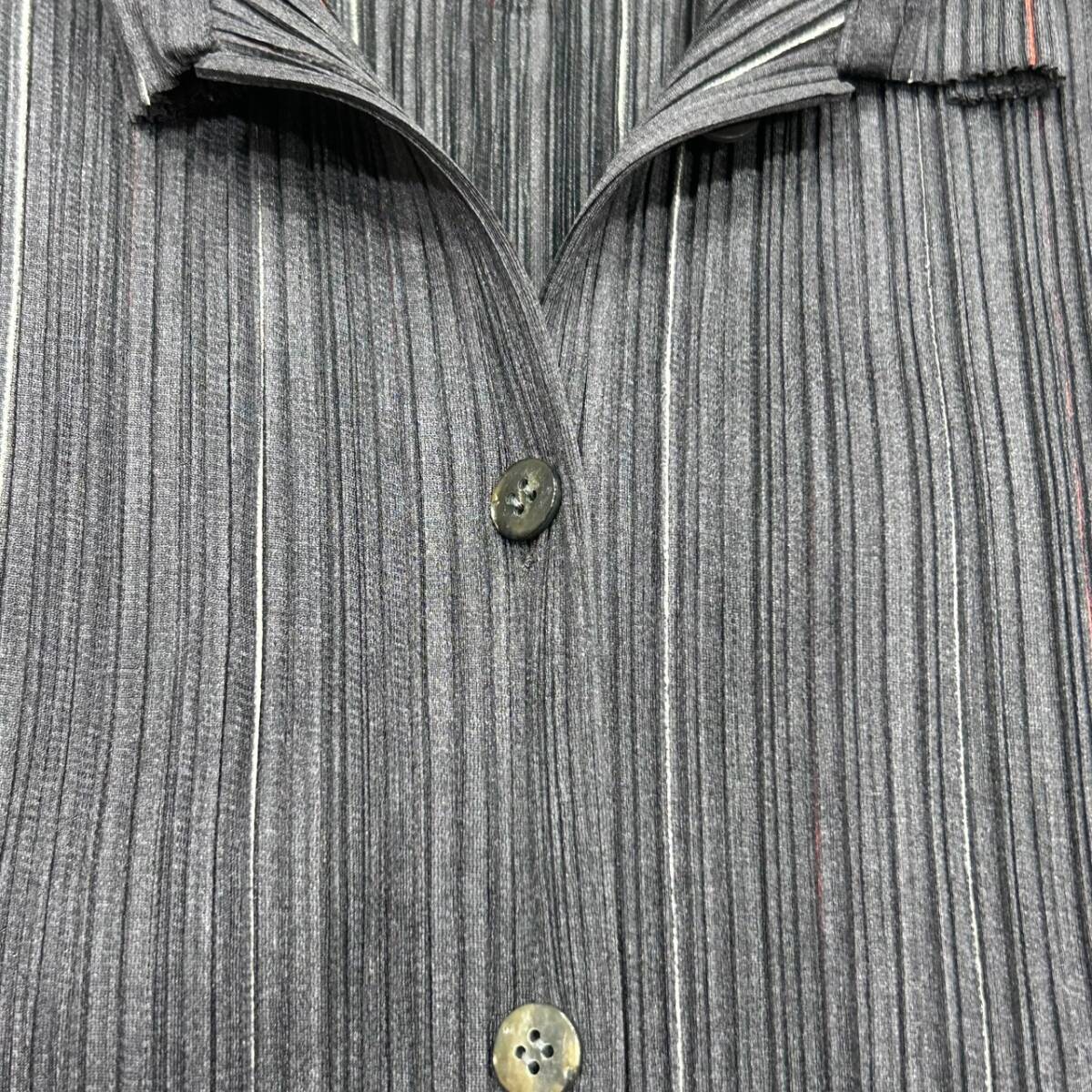 ISSEY MIYAKE イッセイミヤケ プリーツプリーズ シャツ グレー×オレンジ系 レディース 長袖シャツ 4 PP14-JJ795_画像7