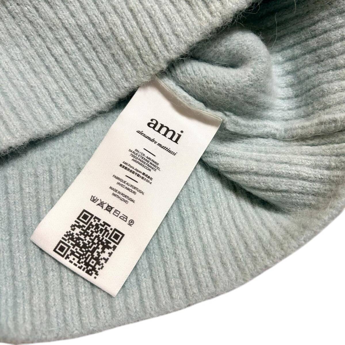 AMI paris アミパリス アミアレクサンドルマテュッシ ニット セーター ハートロゴ アルパカ ウール サックスブルー系 XS_画像5