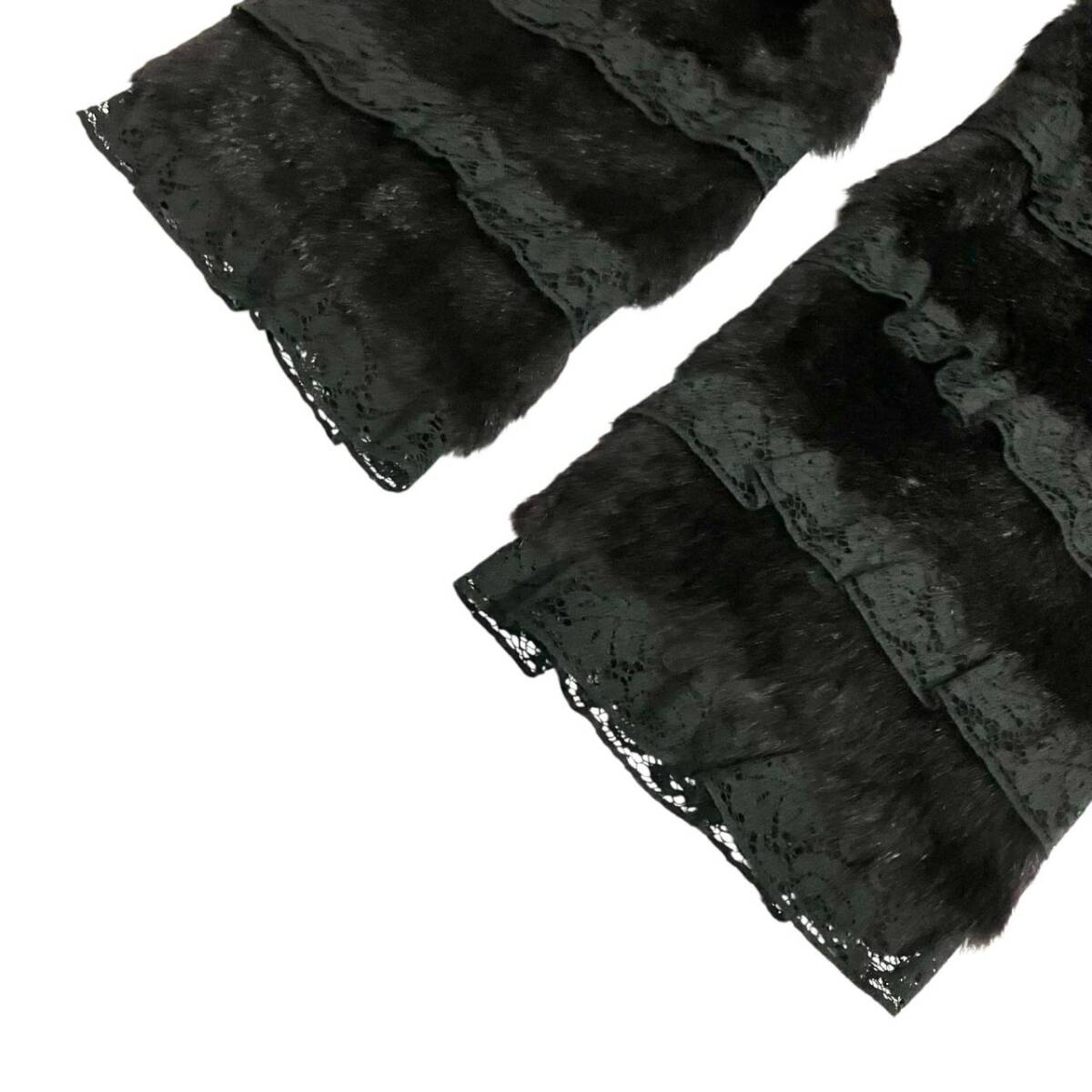 フェンディ レディース FENDI ミンク調 黒系 レース付き コート_画像7