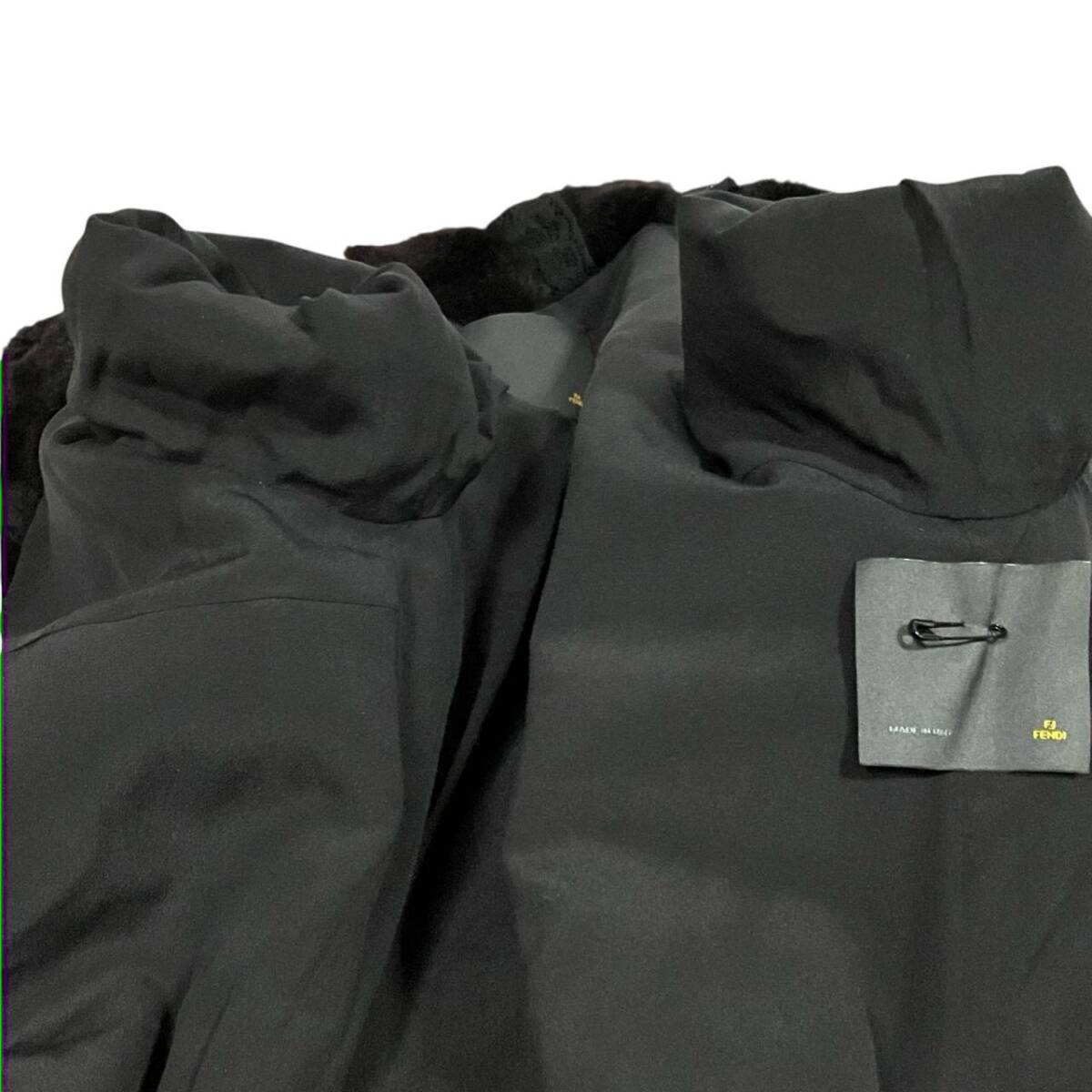 フェンディ レディース FENDI ミンク調 黒系 レース付き コート_画像8