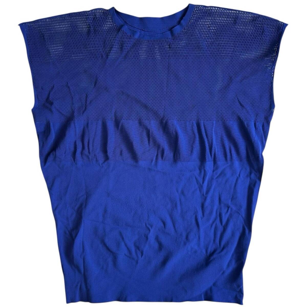 ○イッセイミヤケ PLEATS PLEASE A.POC チュニック ワンピース トップス メッシュ加工 ブルー系 PP51KT942 サイズ表記なし チュニック_画像1