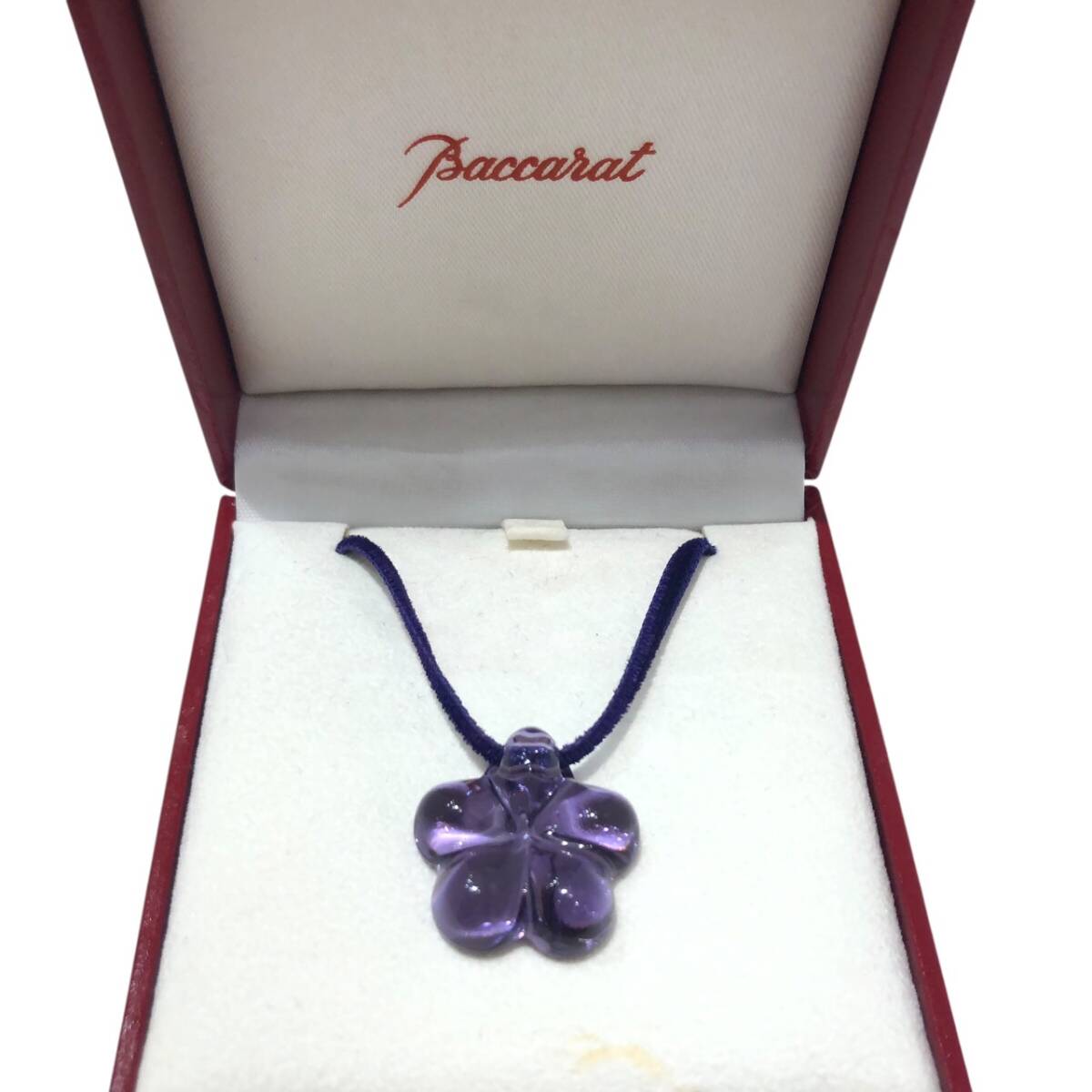 Baccarat バカラ クリスタル フラワーモチーフ ペンダント ネックレス 紫系_画像1