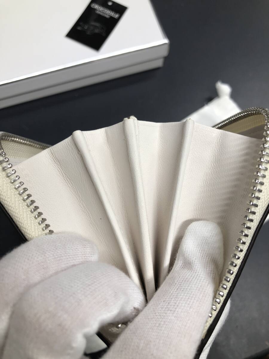 HB5398　ヒマラヤ クロコダイル 長財布 ラウンドファスナー ワニ革 レザー NATURAL 小銭入れあり 専用袋・箱付き 未使用品_画像8