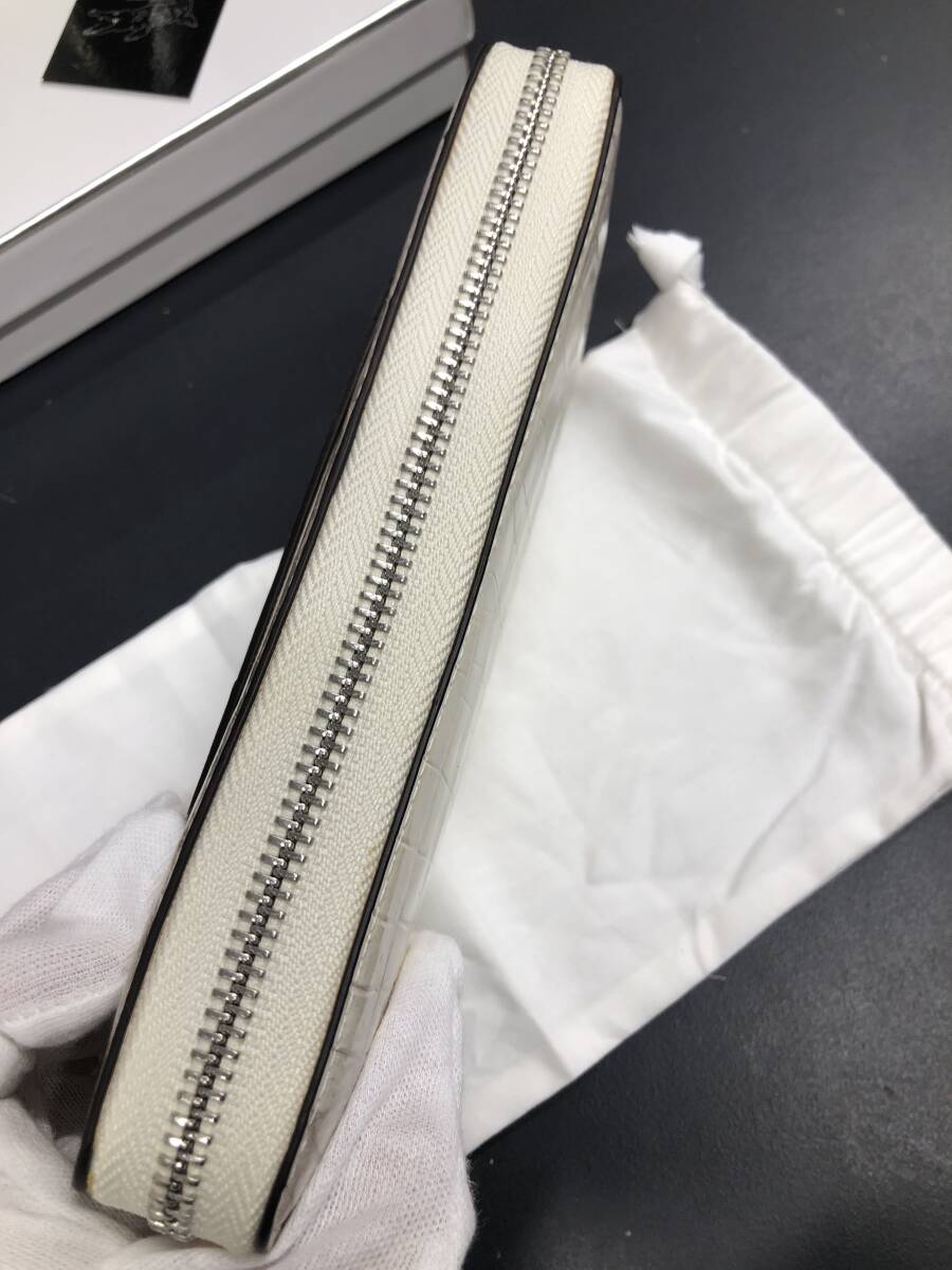 HB5398　ヒマラヤ クロコダイル 長財布 ラウンドファスナー ワニ革 レザー NATURAL 小銭入れあり 専用袋・箱付き 未使用品_画像4