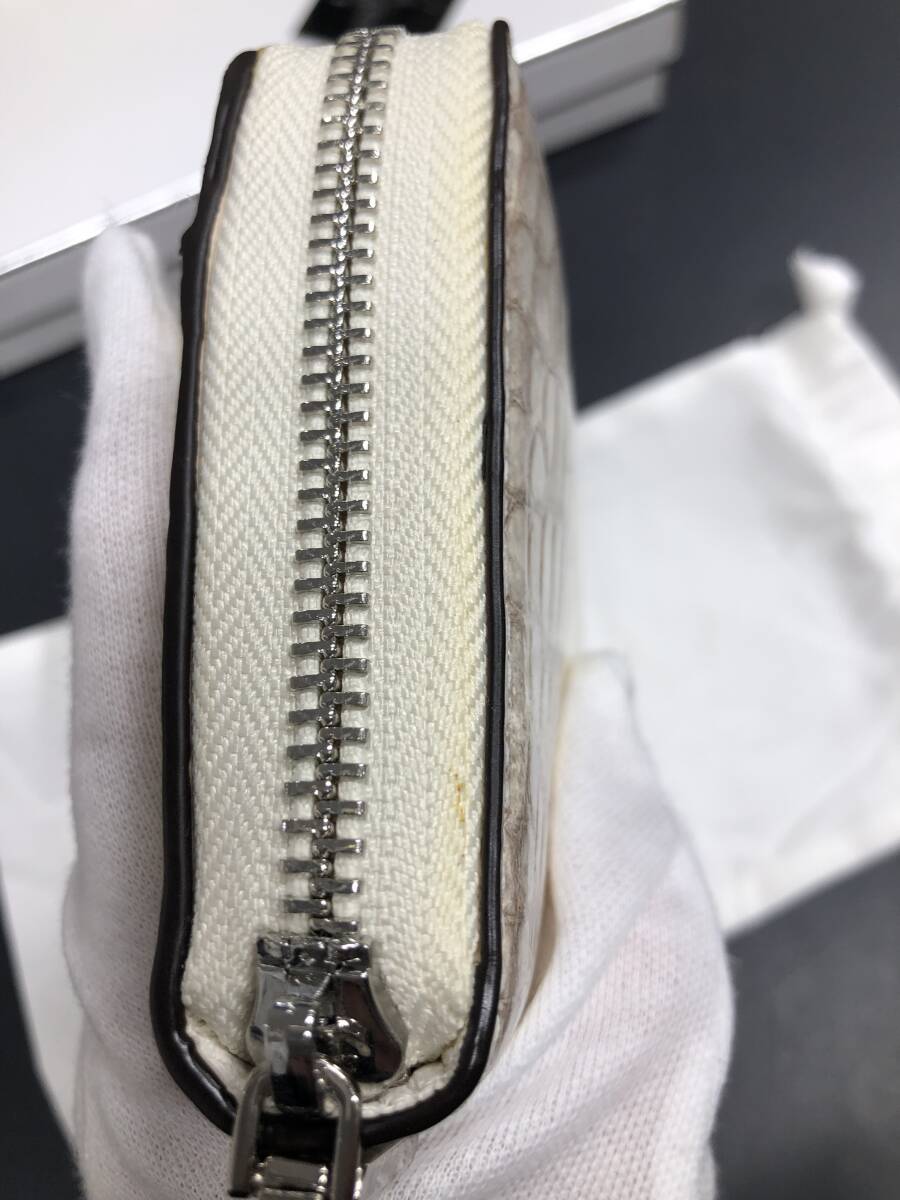 HB5398　ヒマラヤ クロコダイル 長財布 ラウンドファスナー ワニ革 レザー NATURAL 小銭入れあり 専用袋・箱付き 未使用品_画像3