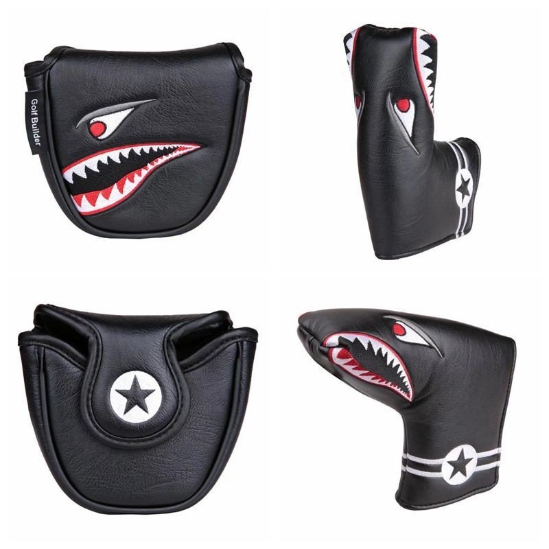 ゴルフパターカバー オデッセイ 2ボールに対応 マレット用 スコッティーキャメロン オデッセイに適合 ピンタイプ用 サメ 磁石式_画像1