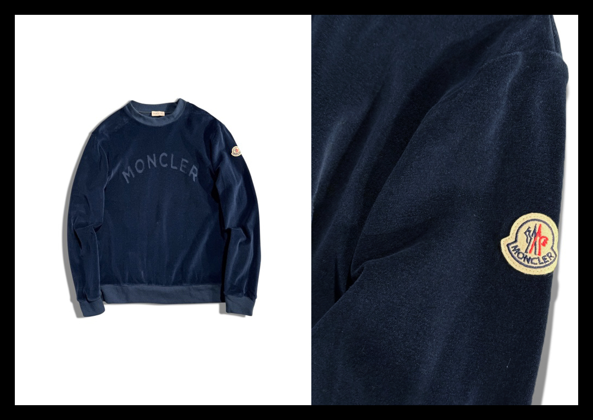 定価7.7万 MONCLER モンクレール 誘惑のベルベットタッチ！所有欲を刺激する スウェットシャツ クルーネック 長袖 G20918G00020899HE M_画像1