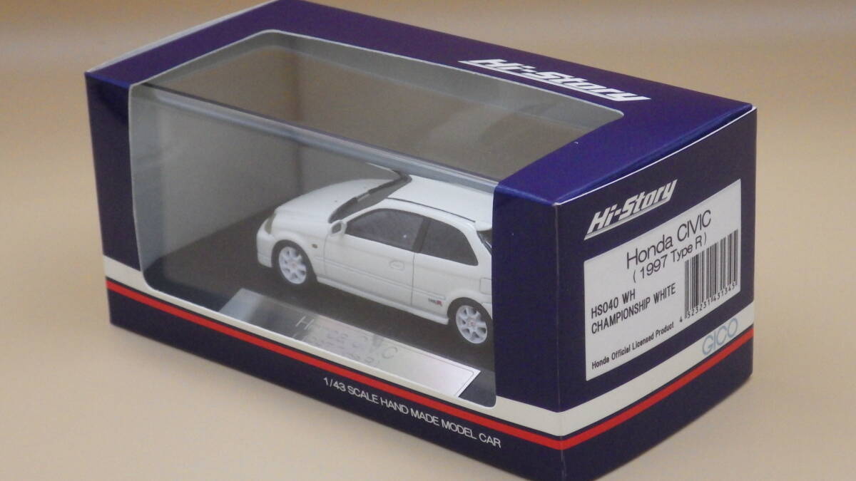 Hi-Story HONDA CIVIC(1997 Type R) S=1/43 HS040WH CHAMPIONSHIP WHITE_画像3