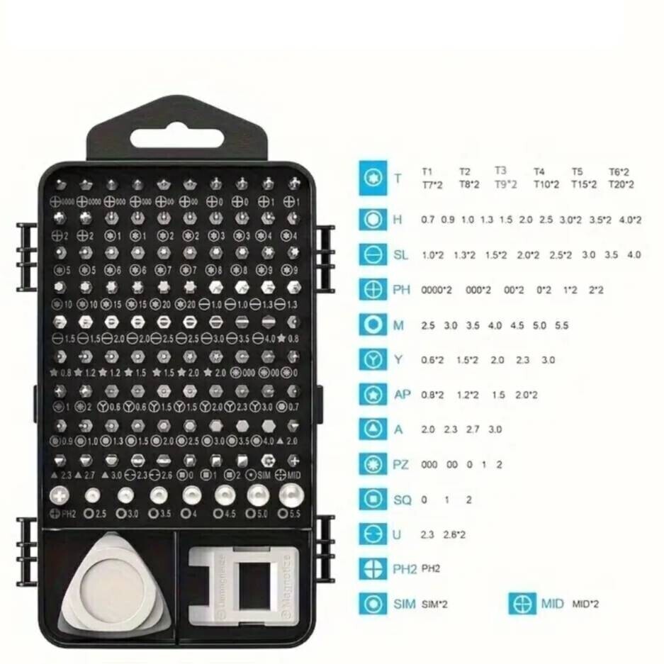 精密ドライバーセット 黒 スマホ＆PC iPhone 精密機器 ゲーム機 眼鏡 時計 家電 玩具 カメラ修理工具 DIYツール ビットパーツ 星型トルクス_画像2