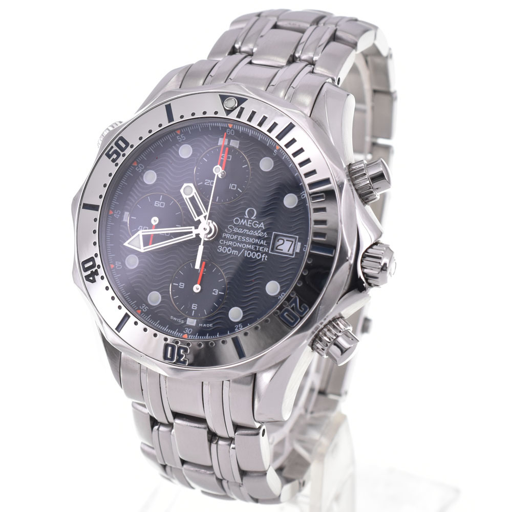 オメガ OMEGA 2598.80 シーマスター 300M クロノグラフ デイト 自動巻き メンズ 良品 箱付き A#143859_画像2