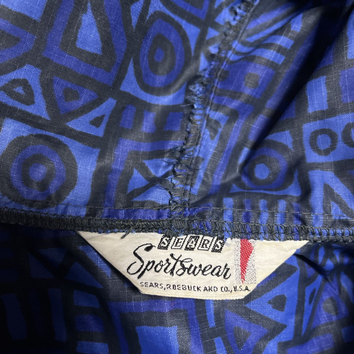 2 幾何学模様 60s 70s sears sportswear sears roebuck half zip pullover parka 60年代 70年代 シアーズ ナイロン アノラックパーカー_画像4