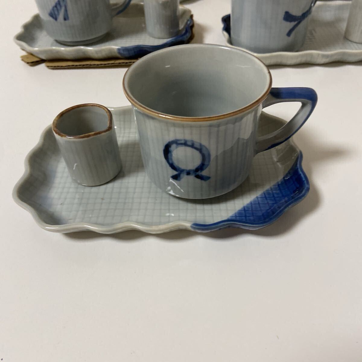 ★1円スタート★コーヒーカップ ミルクカップ ソーサー 5客セット 和風 3-4491 _画像3