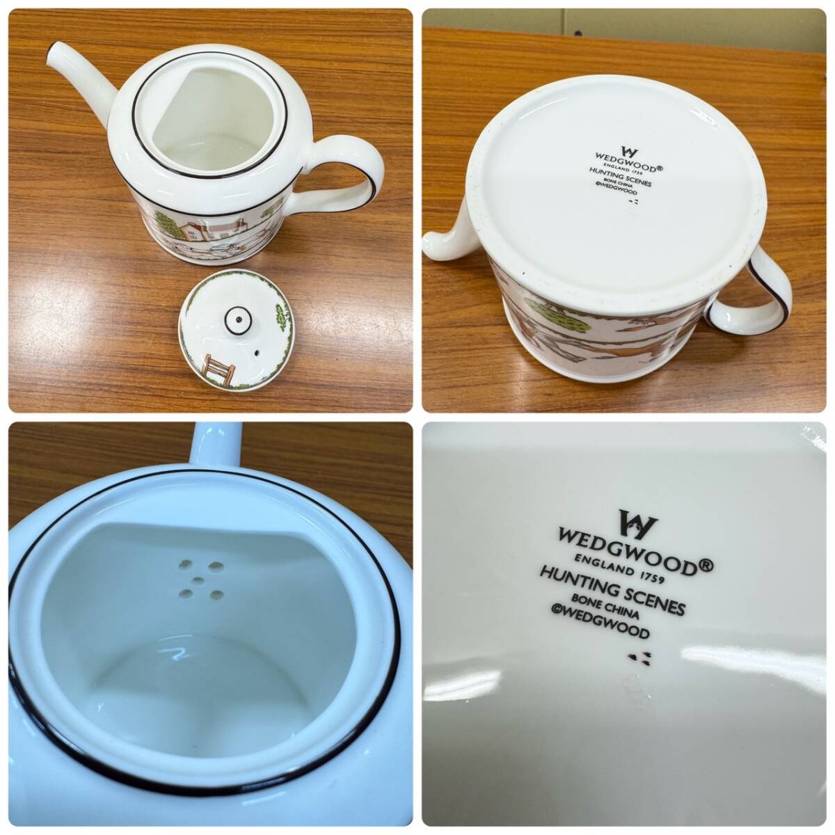 WEDGWOOD ウェッジウッド HUNTING SCENES ハンティングシーン 5点 まとめ ティーポット ジャパニーズティーカップ&ソーサー 湯呑み_画像3