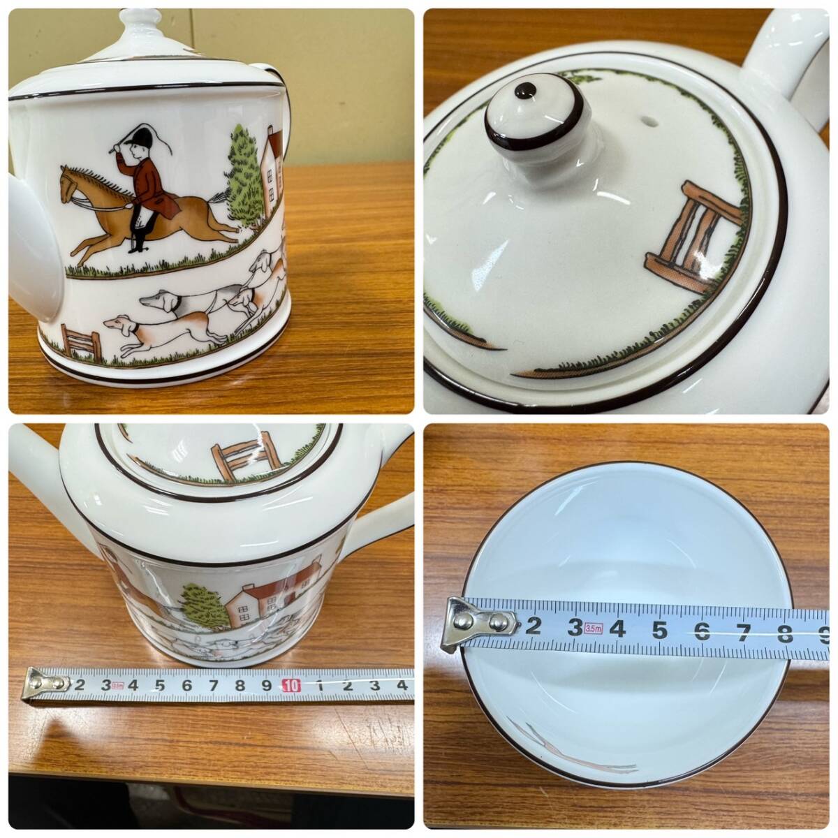WEDGWOOD ウェッジウッド HUNTING SCENES ハンティングシーン 5点 まとめ ティーポット ジャパニーズティーカップ&ソーサー 湯呑み_画像4