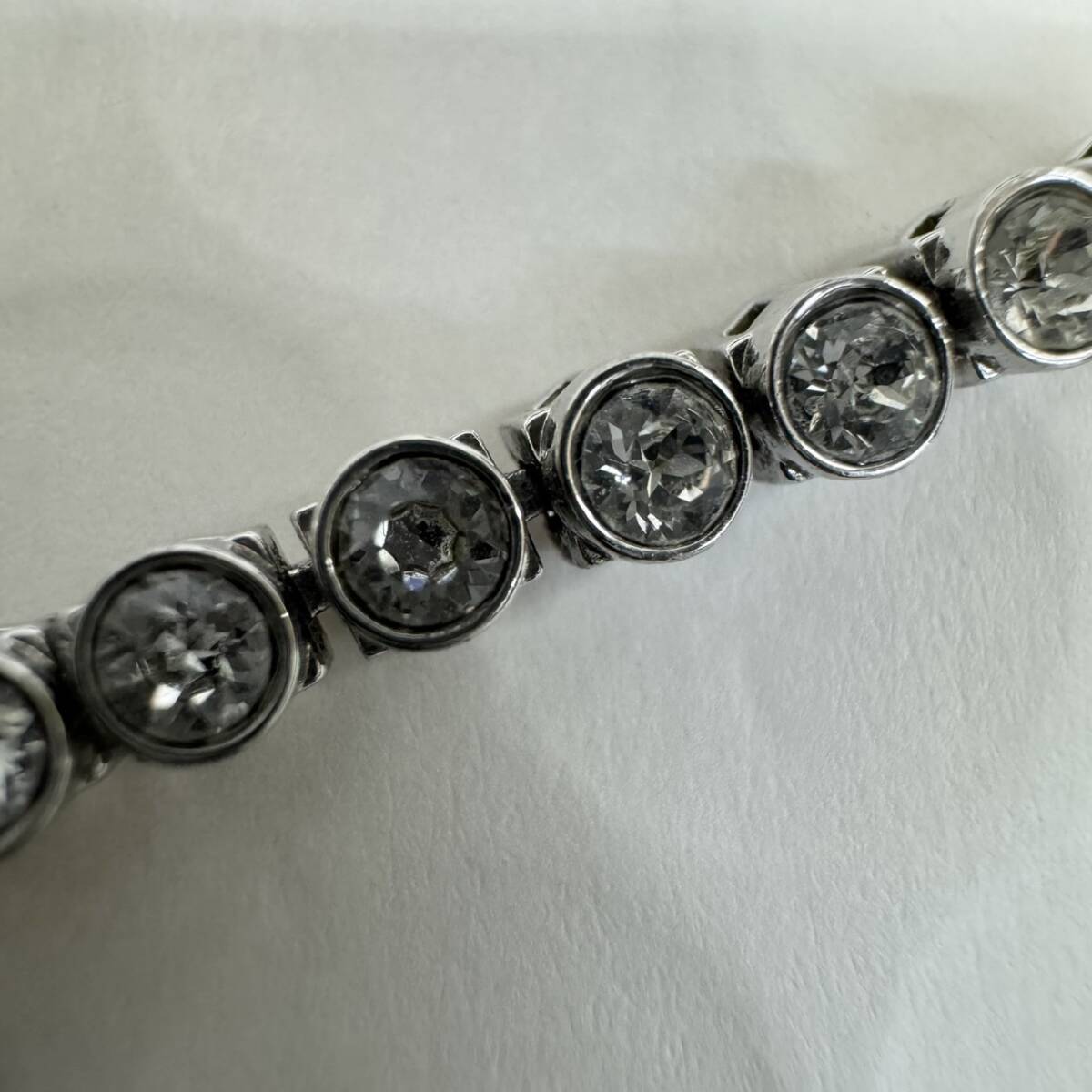[1 иен старт!] Swarovski Swarovski теннис браслет crystal rhodium покрытие циркон б/у оригинальная коробка иметь аксессуары 