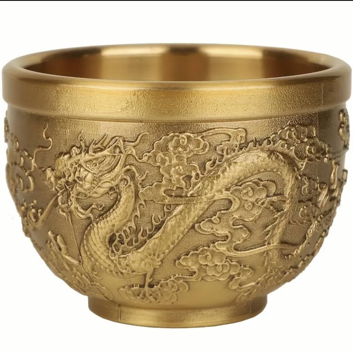 銅製 【龍と鳳凰 金運招き鉢 湯呑み お猪口 酒器】 風水 金運UP 縁起物 真鍮 おりん 鈴 仏教 法事 仏壇 癒し シンキングボウル ヒーリング_画像1