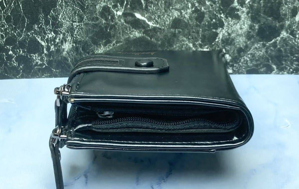 カード12枚収納 二つ折り財布 二重ファスナー小銭入れ＊新品＊当日発送（ブラック）_画像9