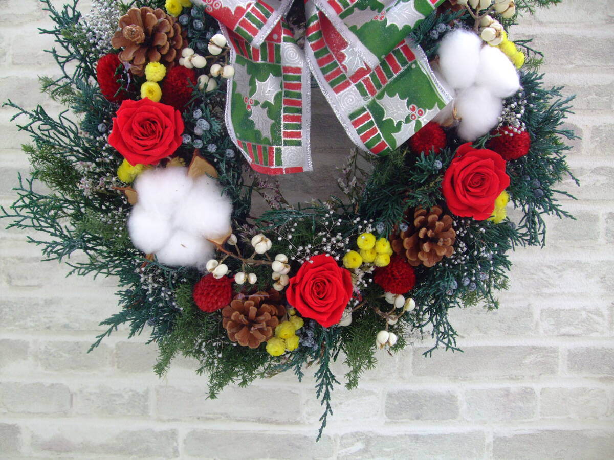 ~*-Hanatemari-*~ красный роза . хлопок. рождественский венок 