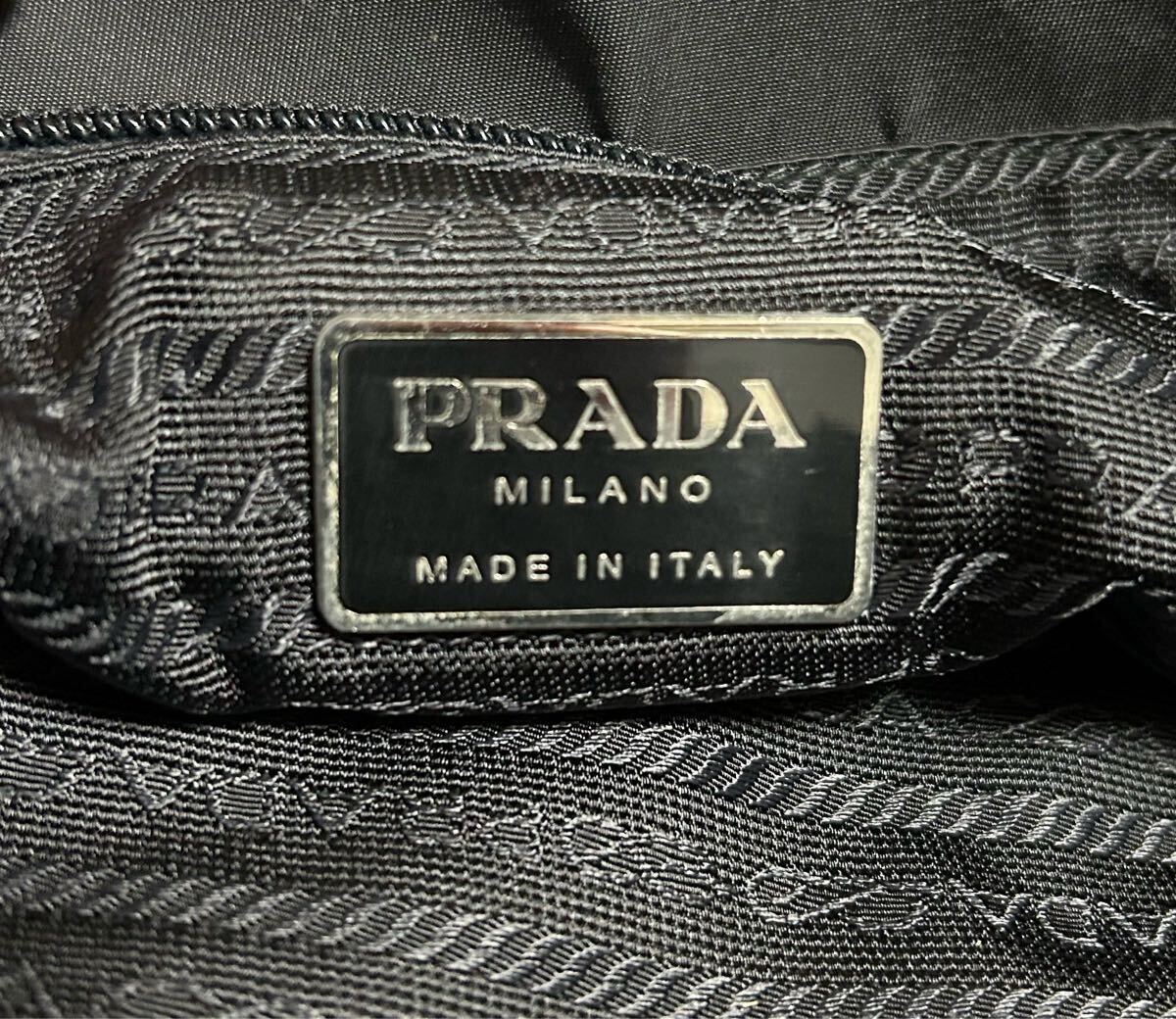 *1 иен старт PRADA Prada нейлон большая сумка черный ручная сумочка чёрный Logo plate прекрасный товар 