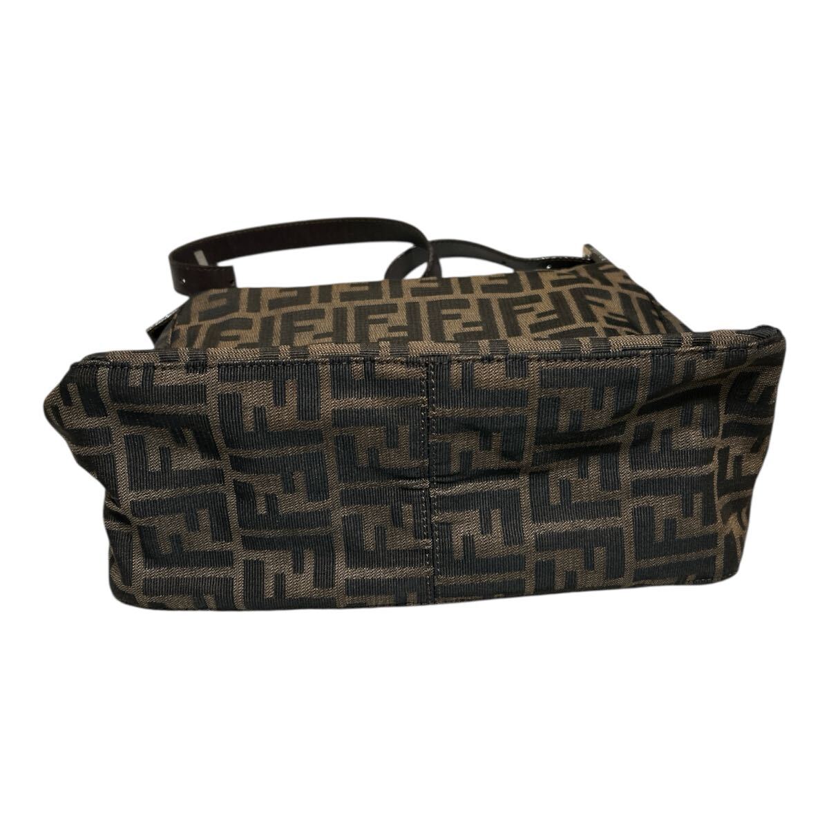 ☆1円スタート FENDI フェンディ ズッカ柄 ショルダーバッグ FF金具 ブラウン FFロゴ_画像4