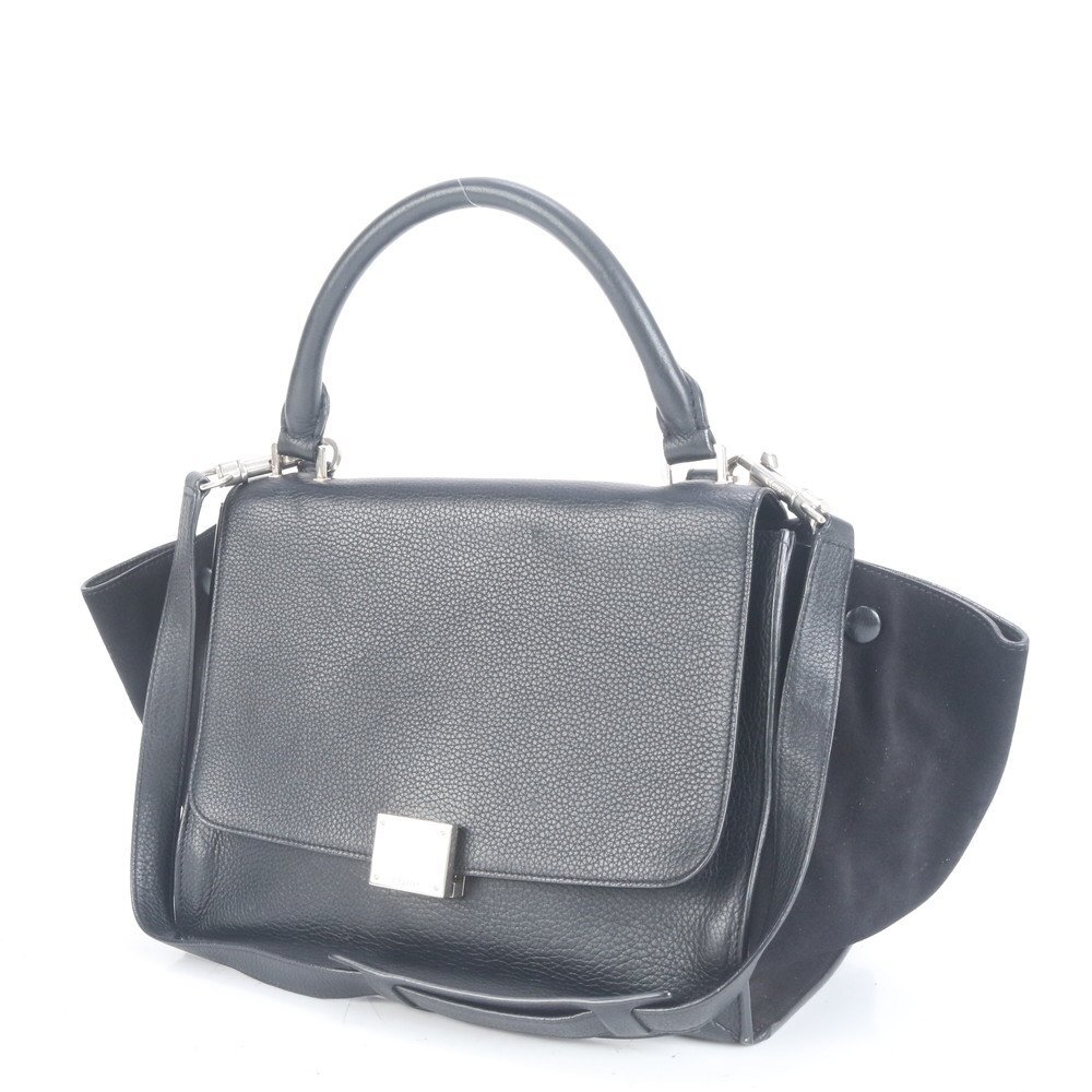 1円■極美品■セリーヌ■トラペーズ スモール レザー 2WAY ショルダーバッグ 肩掛け トート ハンド ブラック 黒 レディース ECE CN4-4_画像2