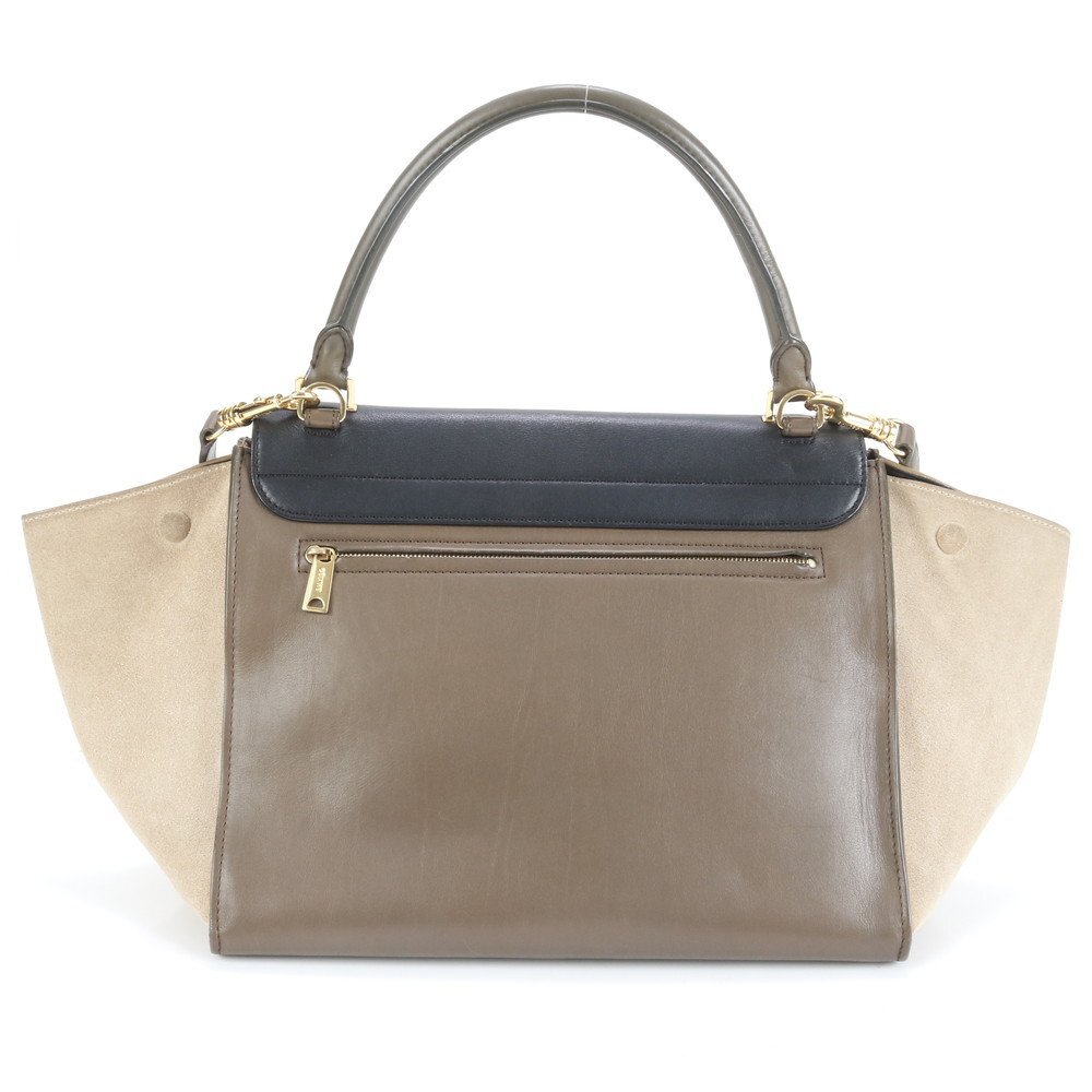 1円■美品■セリーヌ■トラペーズ ミディアム レザー 2WAY ショルダーバッグ 肩掛け トート ハンド ゴールド 金具 レディース EEE CT19-6_画像3