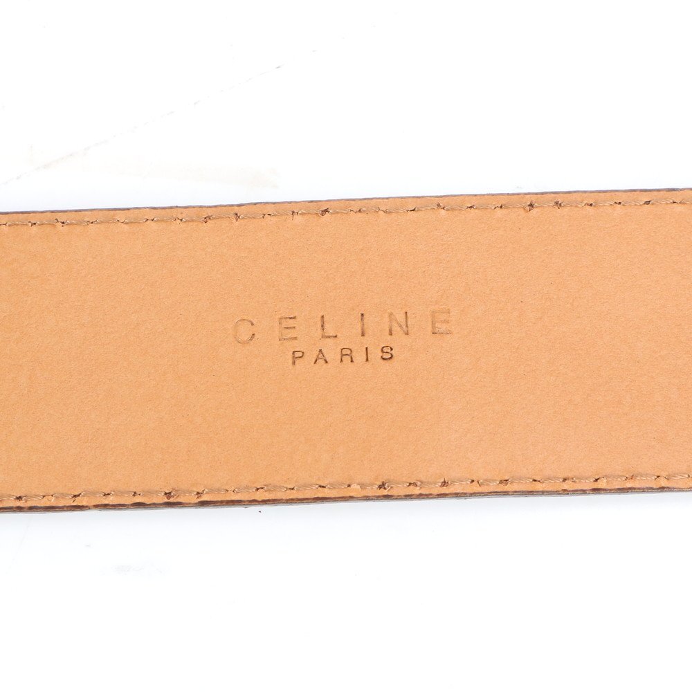1円■極美品■セリーヌ■レザー ベルト サークル ロゴ シルバー バックル ブラウン 茶色 紳士 本革 メンズ EUE DB40-4_画像8