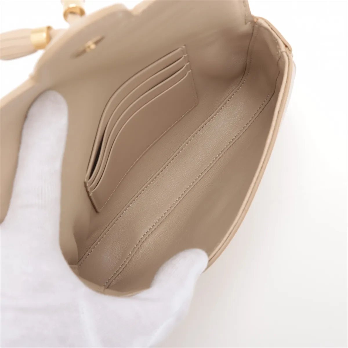 1円■未使用■セリーヌ■タッセルズ レザー ウエスト バッグ ベージュ ウエストポーチ ボディバッグ ショルダー レディース MCM DB50-1_画像6