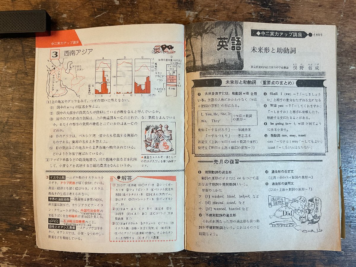 XX-6584■送料込■中二時代 1975年6月 中間テスト 英語 数学 理科 地理 情報誌 本 雑誌 写真 古本 冊子 印刷物 406P/くISら_画像9