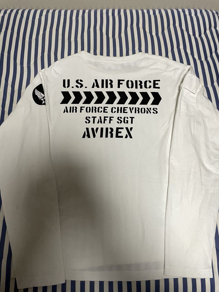 ① 美品 M AVIREX アヴィレックス アビレックス ロンT 長袖 シャツ Tシャツ アウター ALPHA アルファ ジャケット MA-1 L XL アウター 白 黒_画像1