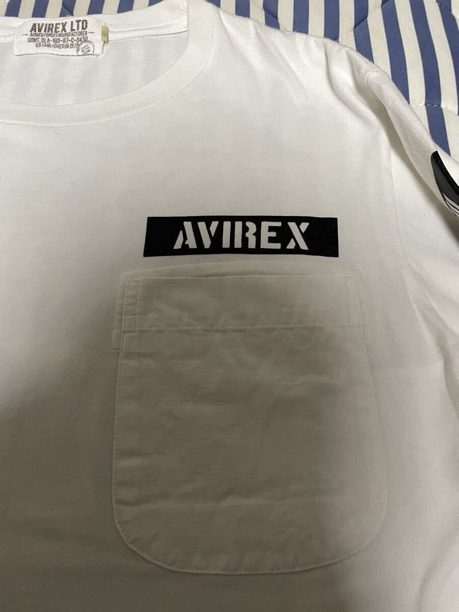 ① 美品 M AVIREX アヴィレックス アビレックス ロンT 長袖 シャツ Tシャツ アウター ALPHA アルファ ジャケット MA-1 L XL アウター 白 黒_画像3