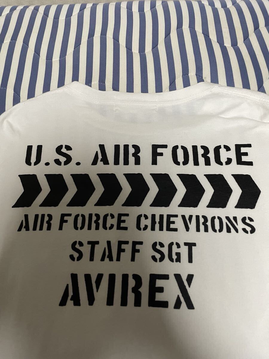 ① 美品 M AVIREX アヴィレックス アビレックス ロンT 長袖 シャツ Tシャツ アウター ALPHA アルファ ジャケット MA-1 L XL アウター 白 黒_画像4