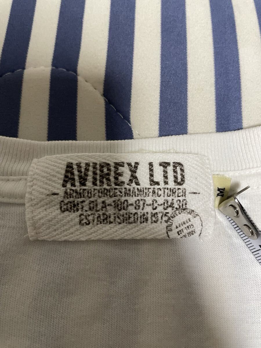① 美品 M AVIREX アヴィレックス アビレックス ロンT 長袖 シャツ Tシャツ アウター ALPHA アルファ ジャケット MA-1 L XL アウター 白 黒_画像7