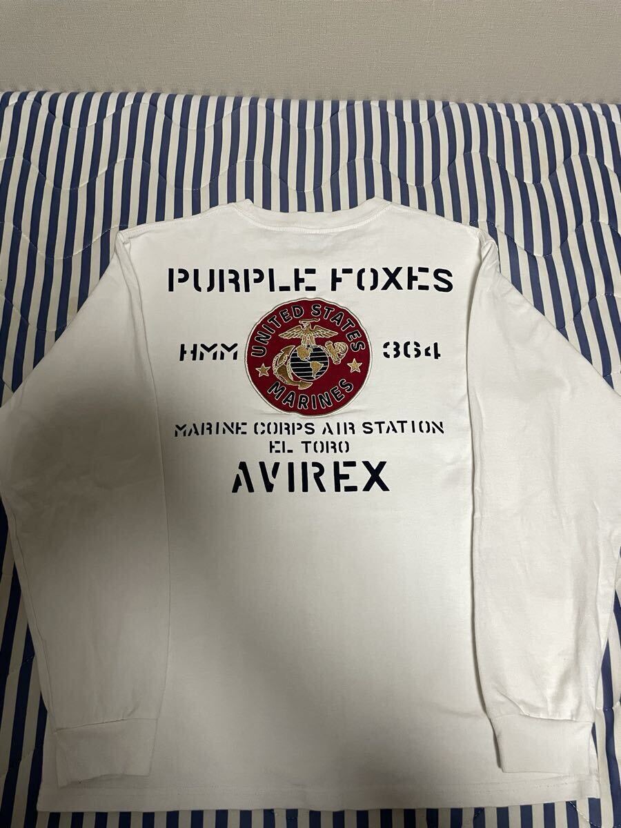 ② 美品 M AVIREX アヴィレックス アビレックス ロンT 長袖 シャツ Tシャツ アウター ALPHA アルファ ジャケット MA-1 L XL アウター 白 黒_画像1