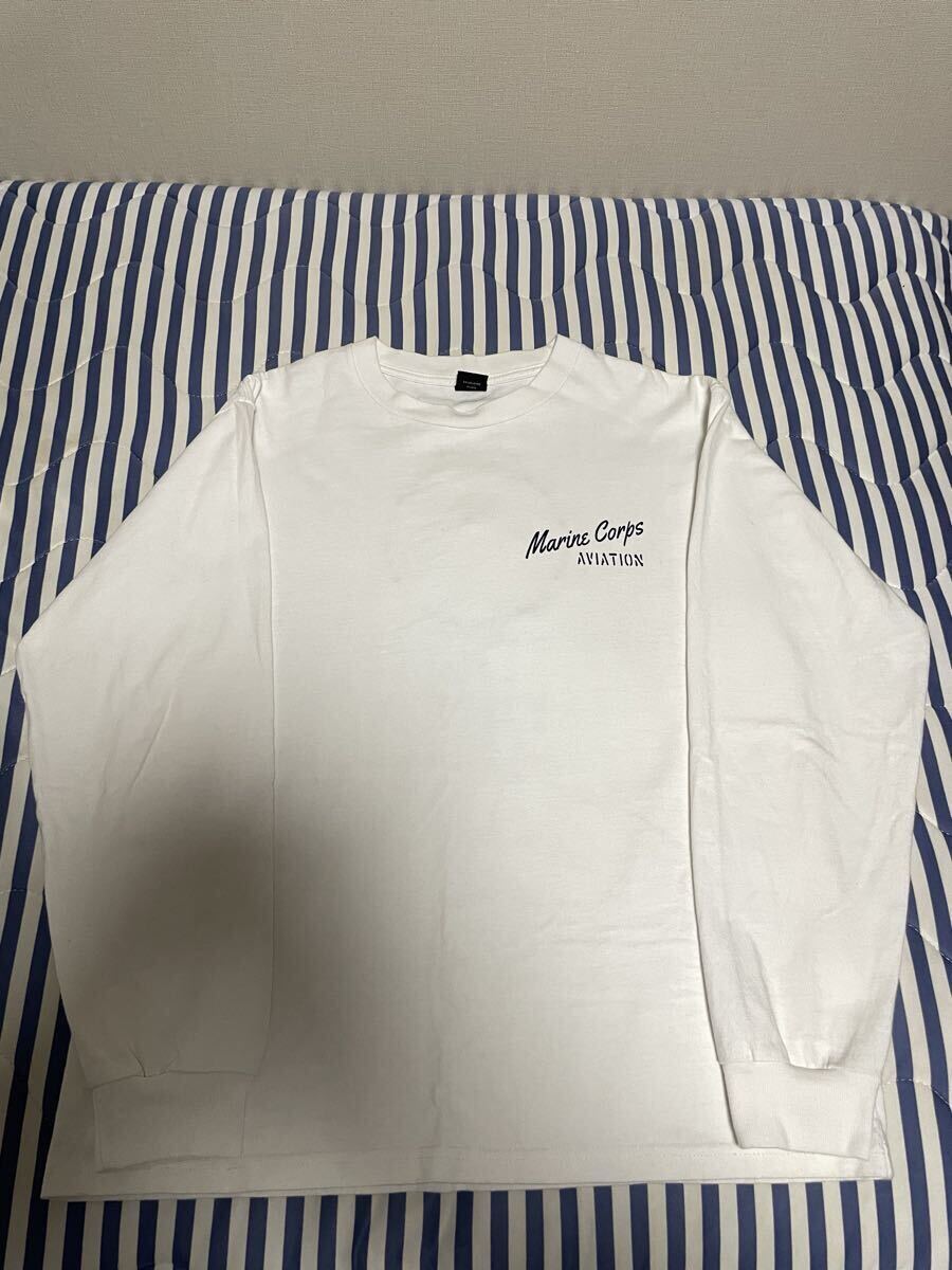 ② 美品 M AVIREX アヴィレックス アビレックス ロンT 長袖 シャツ Tシャツ アウター ALPHA アルファ ジャケット MA-1 L XL アウター 白 黒_画像2