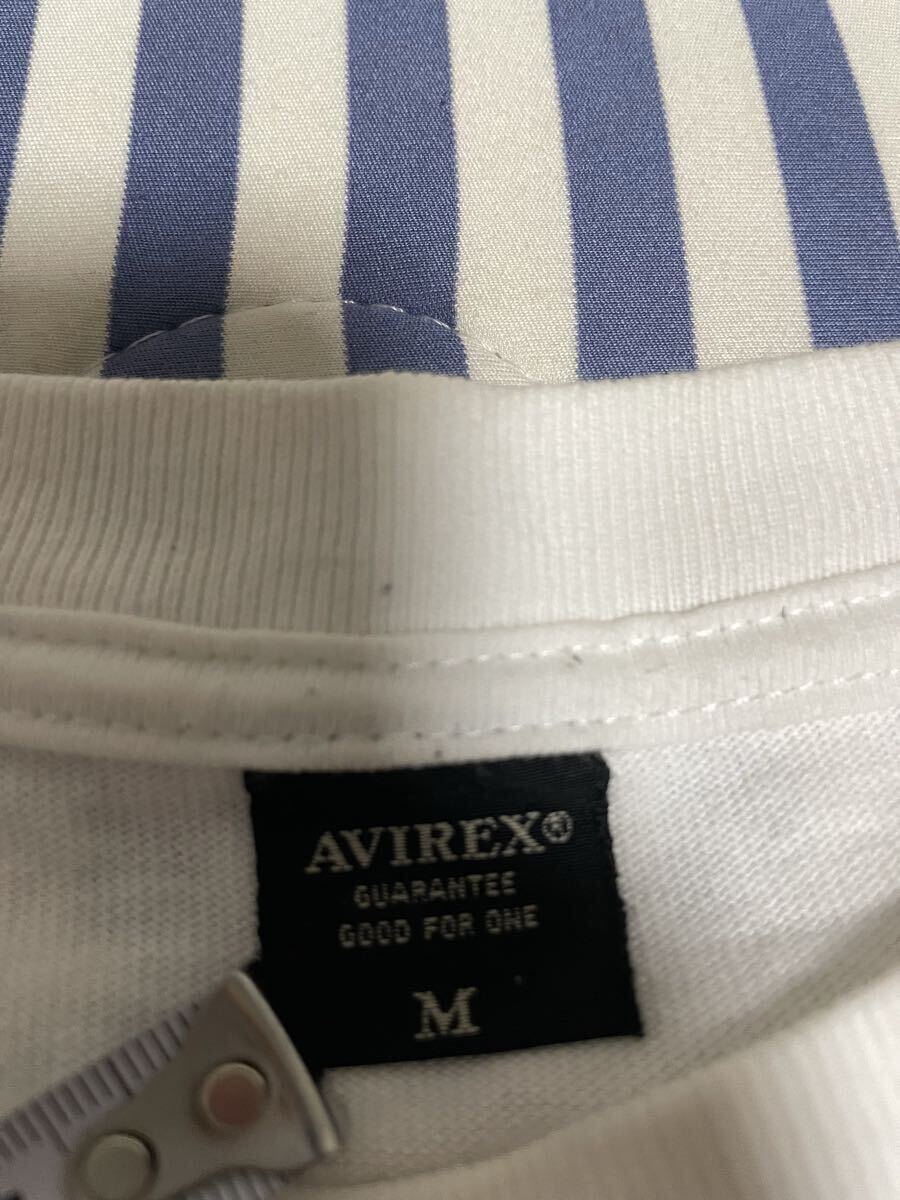 ② 美品 M AVIREX アヴィレックス アビレックス ロンT 長袖 シャツ Tシャツ アウター ALPHA アルファ ジャケット MA-1 L XL アウター 白 黒_画像6