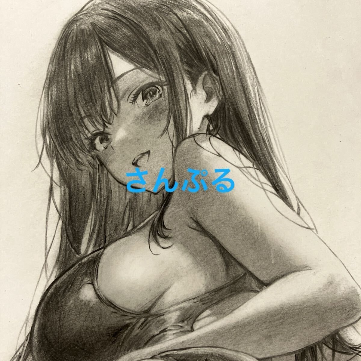 [ исходная картина ] [.....!,..] ручные иллюстрации карандашный набросок A4 оригинал иллюстрации кент бумага CR0008sk вода чёрный . купальный костюм JK