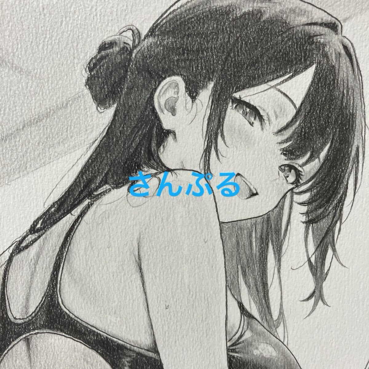 [ исходная картина ] [.. смотри не .] ручные иллюстрации карандашный набросок A4 оригинал иллюстрации TM0024 купальный костюм чёрный .sk вода ....