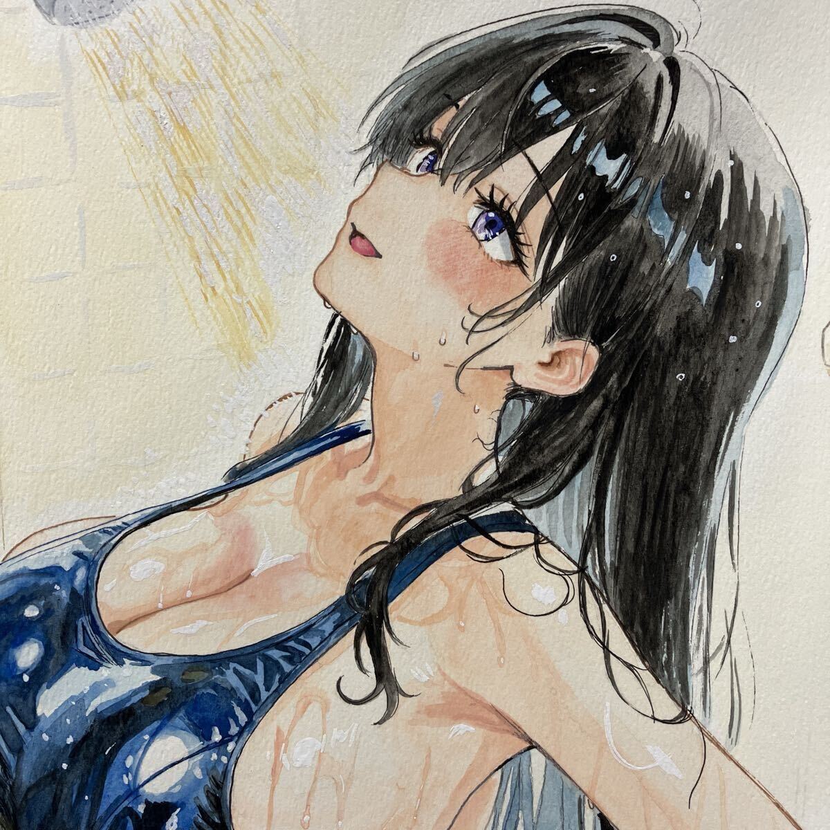 [ исходная картина ] [ душ. звук ., вне - слушайте не .] ручные иллюстрации акварельная живопись A4 оригинал иллюстрации MN00032.. чёрный .sk вода JK