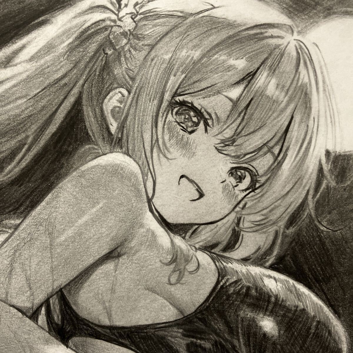 [ исходная картина ] [ месяц ночь. ..in pool] ручные иллюстрации карандашный набросок A4 оригинал иллюстрации кент бумага CR0009sk вода золотой . купальный костюм JK