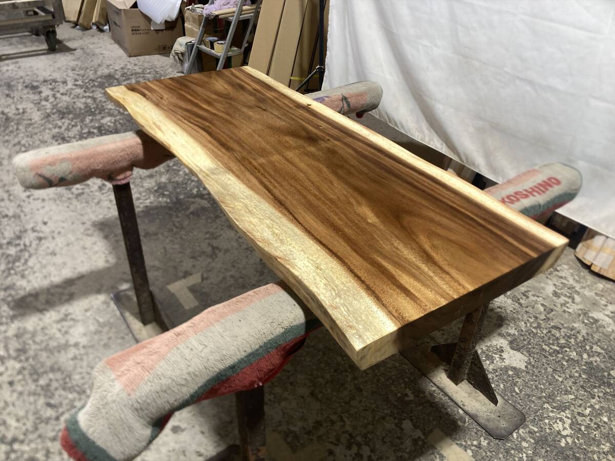 モンキーポッド9308 一枚板無垢 乾燥材 1230x450-440x54mm カウンター センターテーブル ダイニングテーブル_画像6