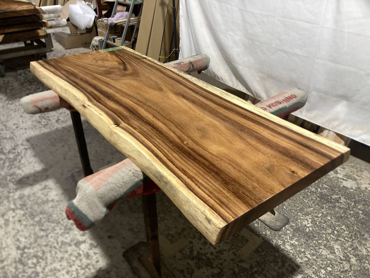 モンキーポッド9312 一枚板無垢 乾燥材 1580x590-560x52mm カウンター センターテーブル ダイニングテーブル_画像3