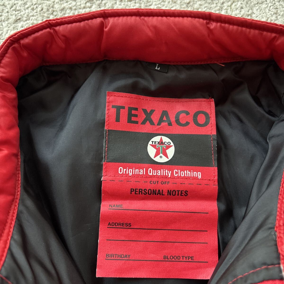 美品 TEXACO テキサコ 中綿 ナイロン ライダーズ (L) レッド ワッペン付き モーターサイクル ジャケット RIDERS JACKET 上野商会 AVIREX_画像5